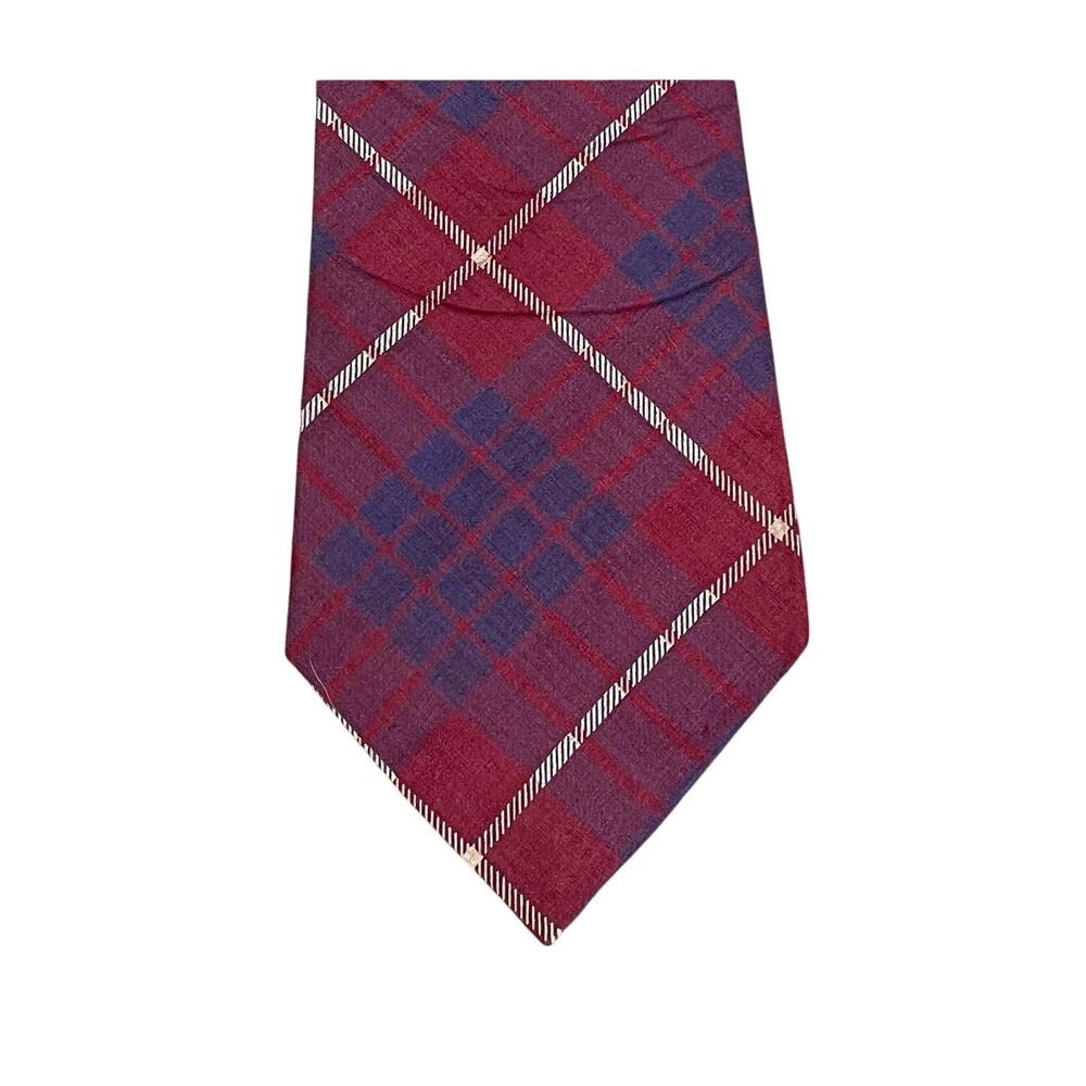 Tommy Hilfiger Blue Burgundy Red Plaid Silk Tie, Classic, Preppy, 56"